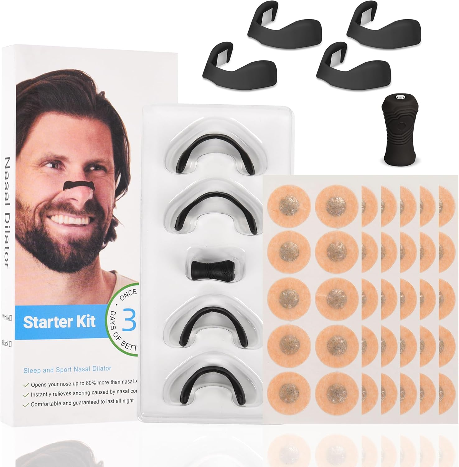 Globalshop Magnetic Breathing Nasal Strip (30 Pairs) - Skin Safe,Reduce Snoring,Improve Sleep Quality,Anti-Snoring Equipment for Home, Travel, Helps Long-Lasting Stop Snoring image number 1