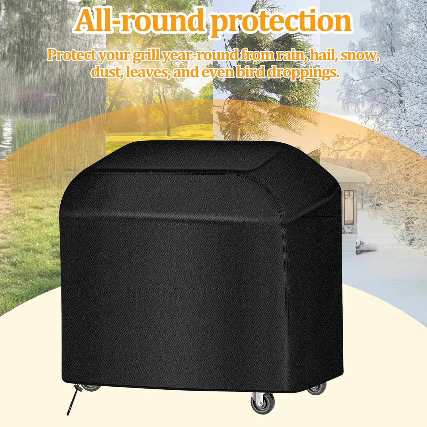 58 Inch Grill Cover for Blackstone Outdoor Grill, Heavy Duty Waterproof Griddle Covers, Universal BBQ Covers for Outside, Resistant Material, BBQ Accessories with Adjustable Drawstring