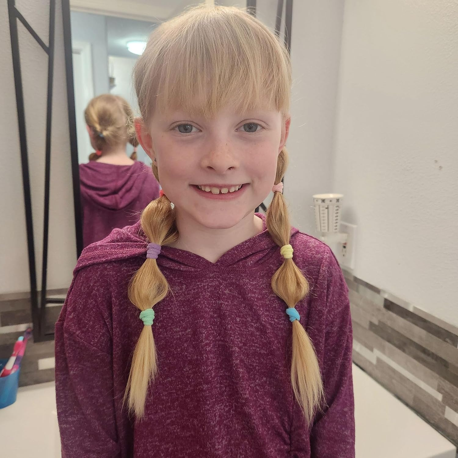 200 Pack Hair Ties Beoffer Baby Toddlers Girls Elastics Hair Bands No Damage Multicolor Colorful Small Rubber Bands Ponytail Pigtails Holders Not Harm to Hair (Macaron) - Color E image number 5