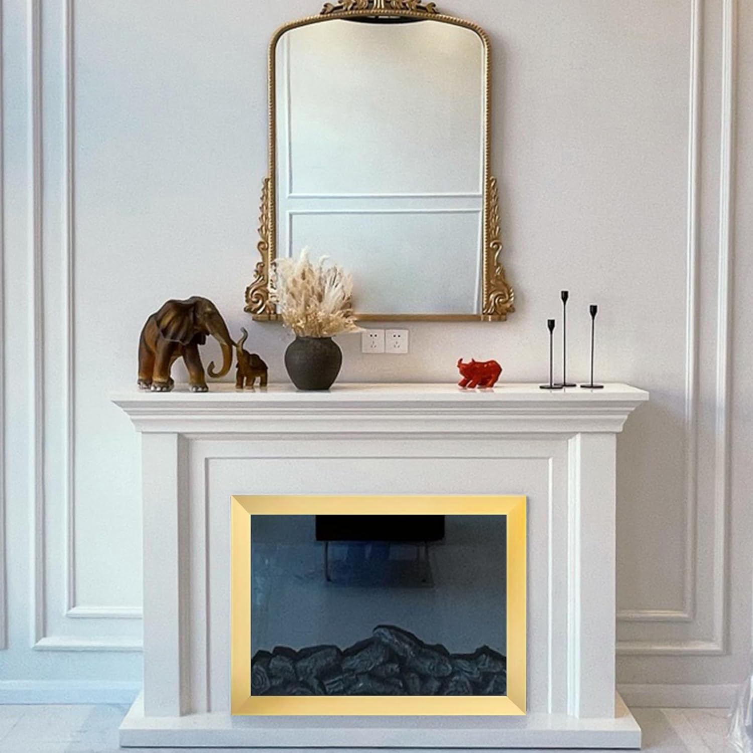 Hungbak Peel and Stick Metal Trim, Flexible Stainless Steel Molding for Wall, Fireplace, Mirror Frame, Craft and Home Decoration (Shiny Gold, 12M X 5Cm) image number 4