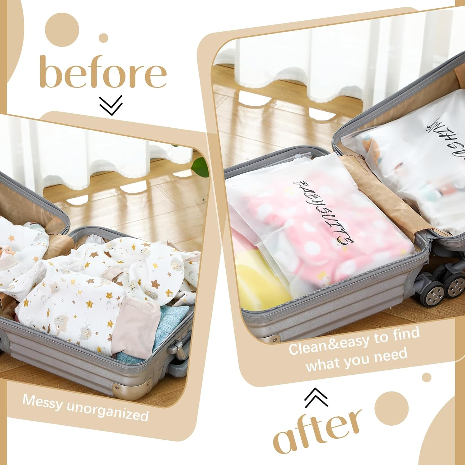 15 Pcs Hospital Bags for Labor and Delivery Resealable Birth Hospital Bag Essentials Frosted Clear Mommy Maternity Bag for Newborn Baby Shower Diaper Mom Gift Organizing image number 2