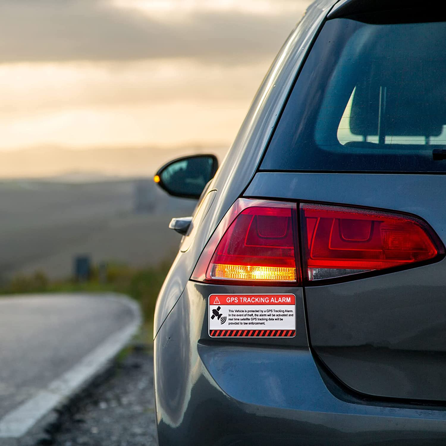 10 Pcs GPS Tracking Sticker, Car Alarm Sticker, Self Adhesive Anti-Theft Car Decals with GPS Tracking Warning Sign, 2 X 4 Inch image number 1