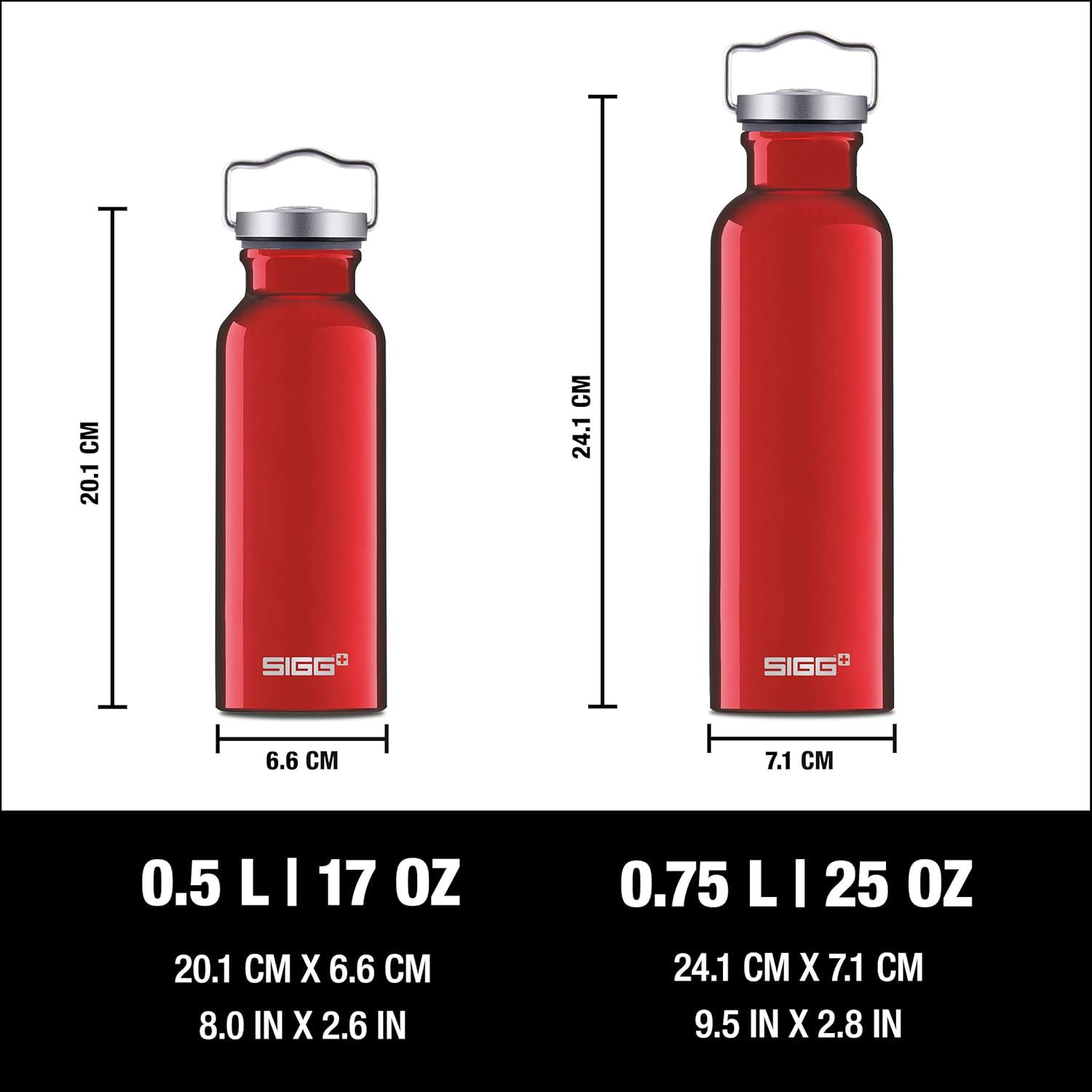 SIGG Original Red Water Bottle (0.75 L), Pollutant-Free and Leak-Proof Metal Bottle, Lightweight and Sturdy Aluminium Bottle with Screw Cap