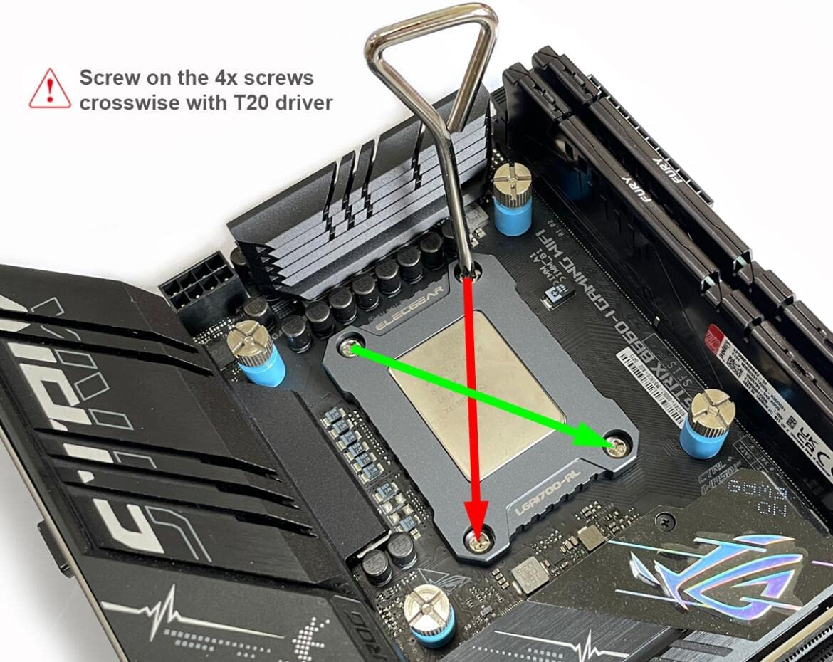Elecgear Intel CPU Anti-Bending Contact Frame for 13Th and 12Th, Aluminum Mod ILM for Intel LGA1700/LGA1800 Socket, Replacement CPU Retrofit Mount Kit Fixing Buckle and Thermal Paste image number 4