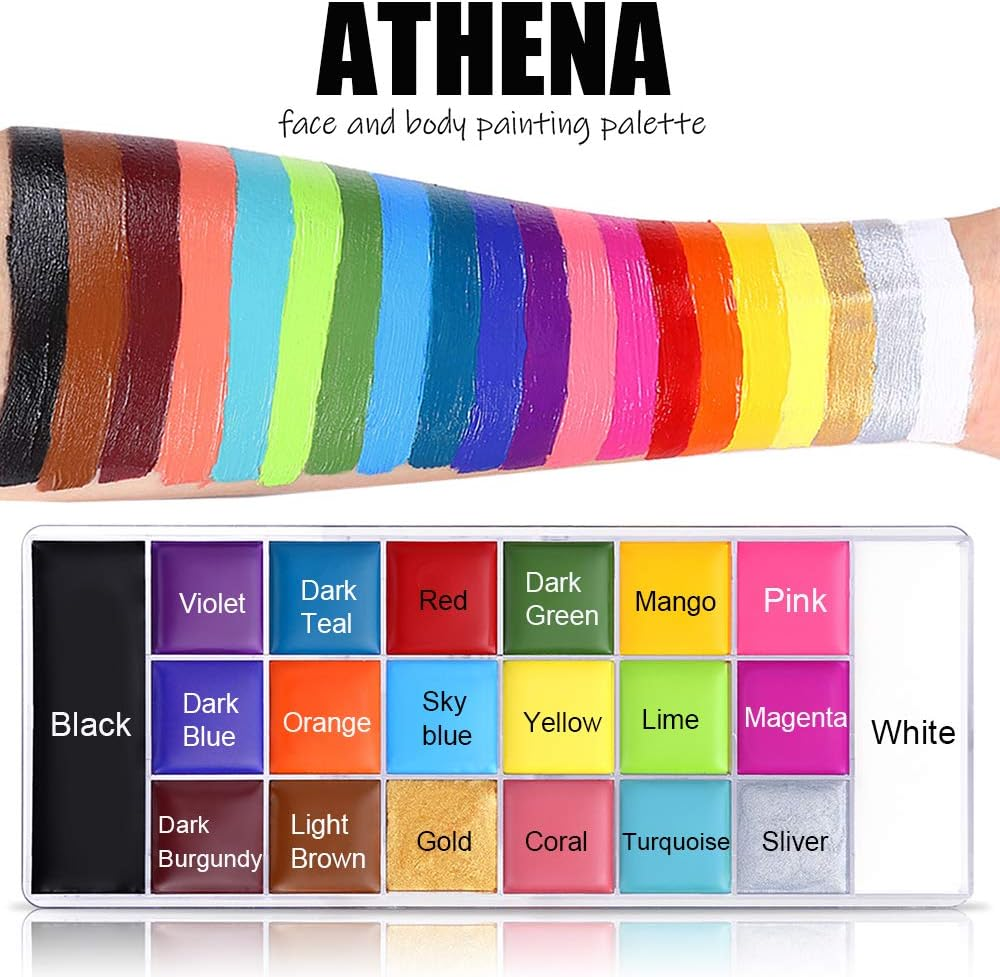 UCANBE Face Body Paint Set-Athena Painting Palette,10 Professional Artist Brush,Large Deep Pan Ideal for Halloween Cosplay Party SFX Arty Stage Makeup image number 2