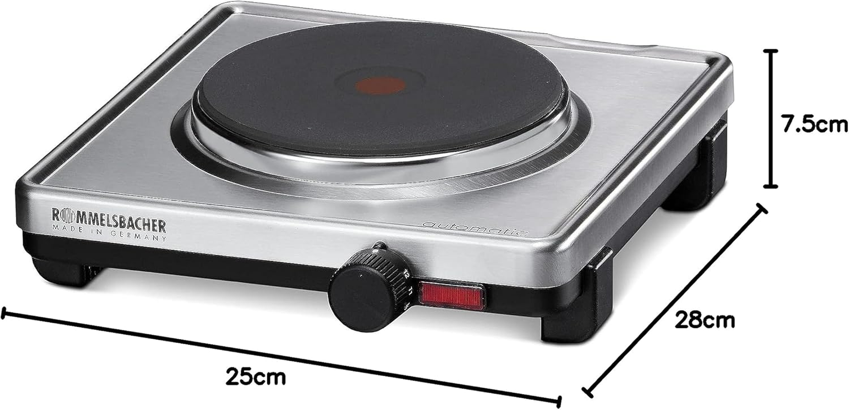 ROMMELSBACHER AK 1599/E Automatic Single Hob Stainless Steel Housing Cast Iron Plate 145 Mm 1500 Watt image number 1