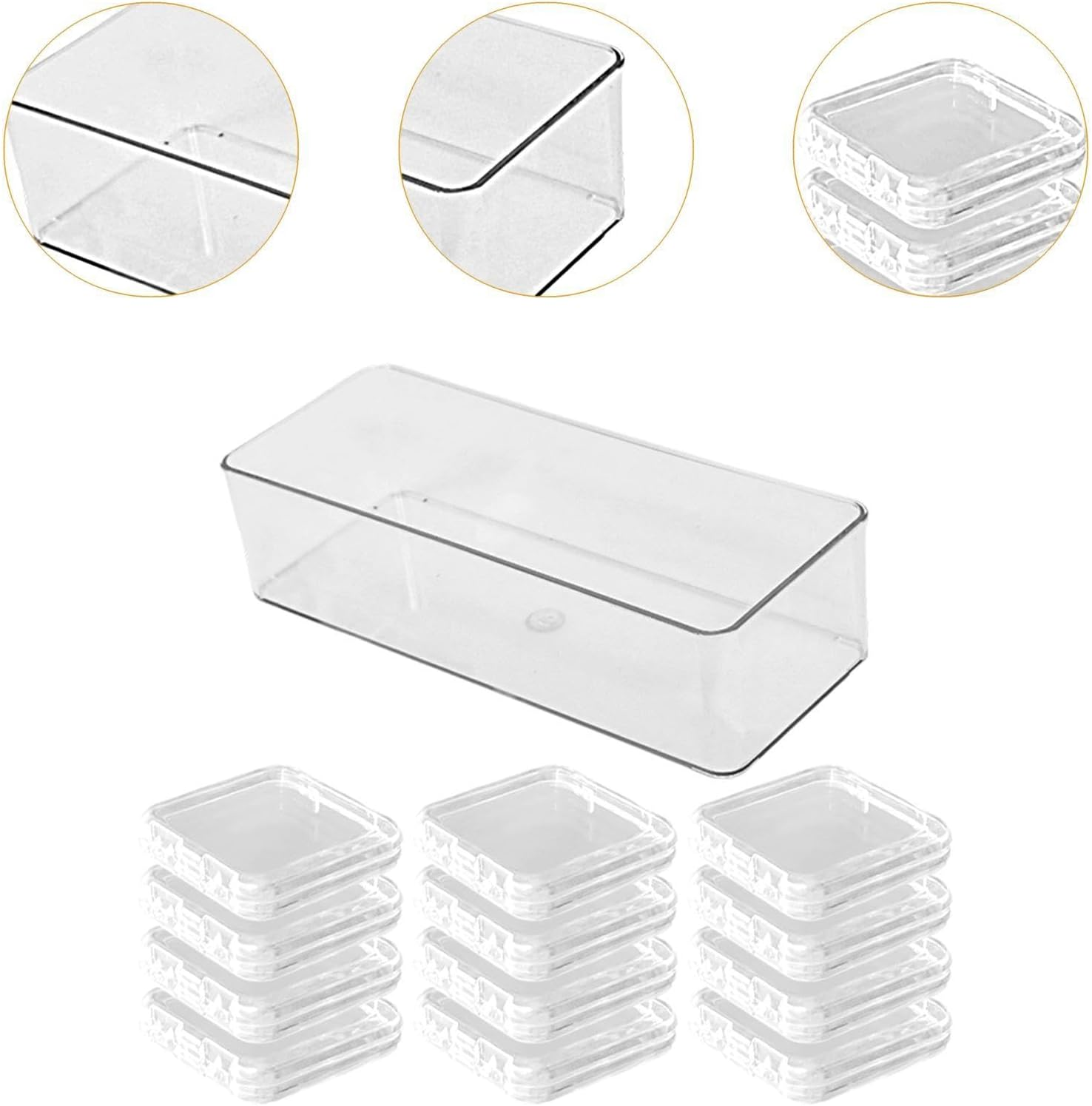 Eigell Press on Nail Storage Box Set False Nail Organizer Transparent Multipurpose Business Nails Packaging Box Display Case, Long Box - Long Box image number 6