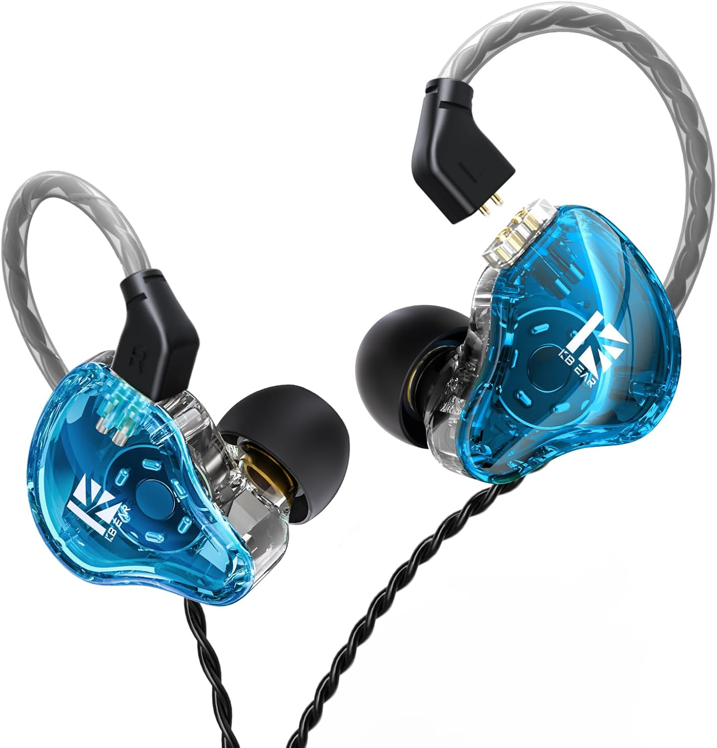 Yinyoo KBEAR KS1 Earphones in Ear Monitor Super Bass Wired Earbuds,Crystal Clear Sound IEM Earphones,High Resolution Noise Canceling in Ears for Singers Musician Audifonos Auriculares (Clear No Mic)