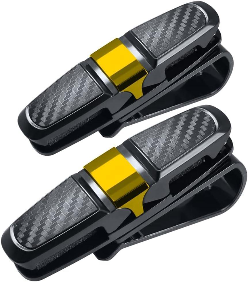 Sunglasses Holders for Car Sun Visor, Glasses Ticket Card Clip Mount Hanger, Double-Ends Clip 180 Degree Rotational Car Visor Accessories