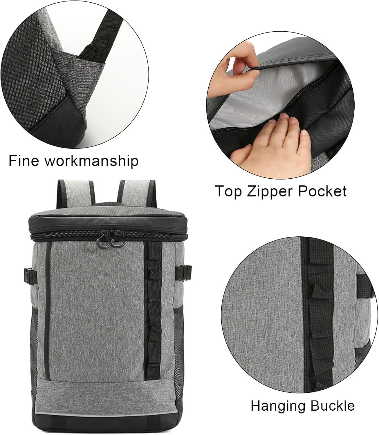 Wesoke Large Camping Cooler Backpack, Leakproof Insulated Lunch Backpack Travel Cooler Bag for Men and Women, Large Capacity Hiking Picnic Beach Work Trip Thermal Bag, Grey image number 3