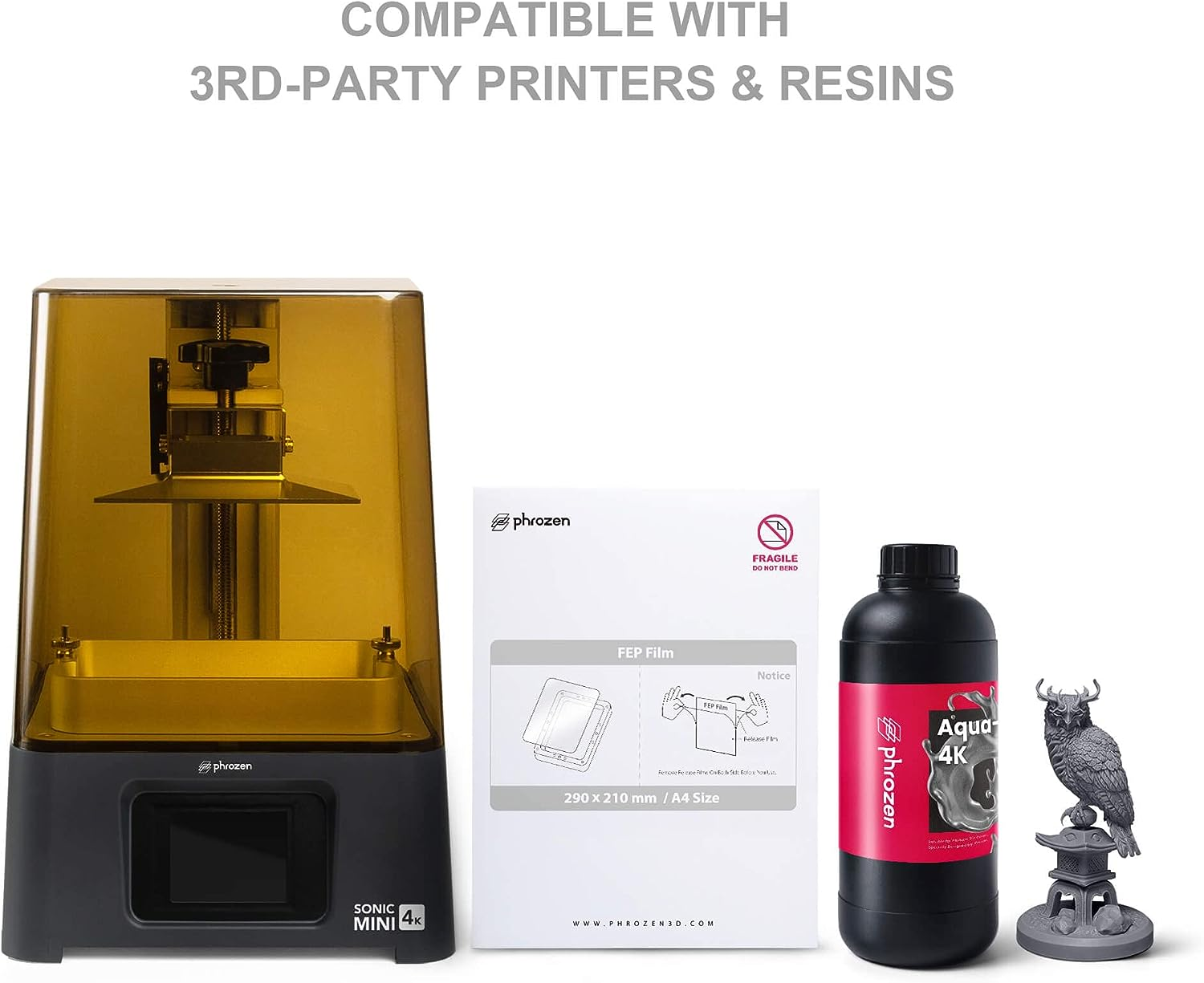 Phrozen 3Pcs FEP Film, for All LCD 3D Printers, Best for Phrozen Sonic Series, Sonic Mini 4K, Sonic Mighty 4K, 3D Printing Accessories (Large A4 Size, 290 X 210 X 0.15 Mm, 3Pcs)