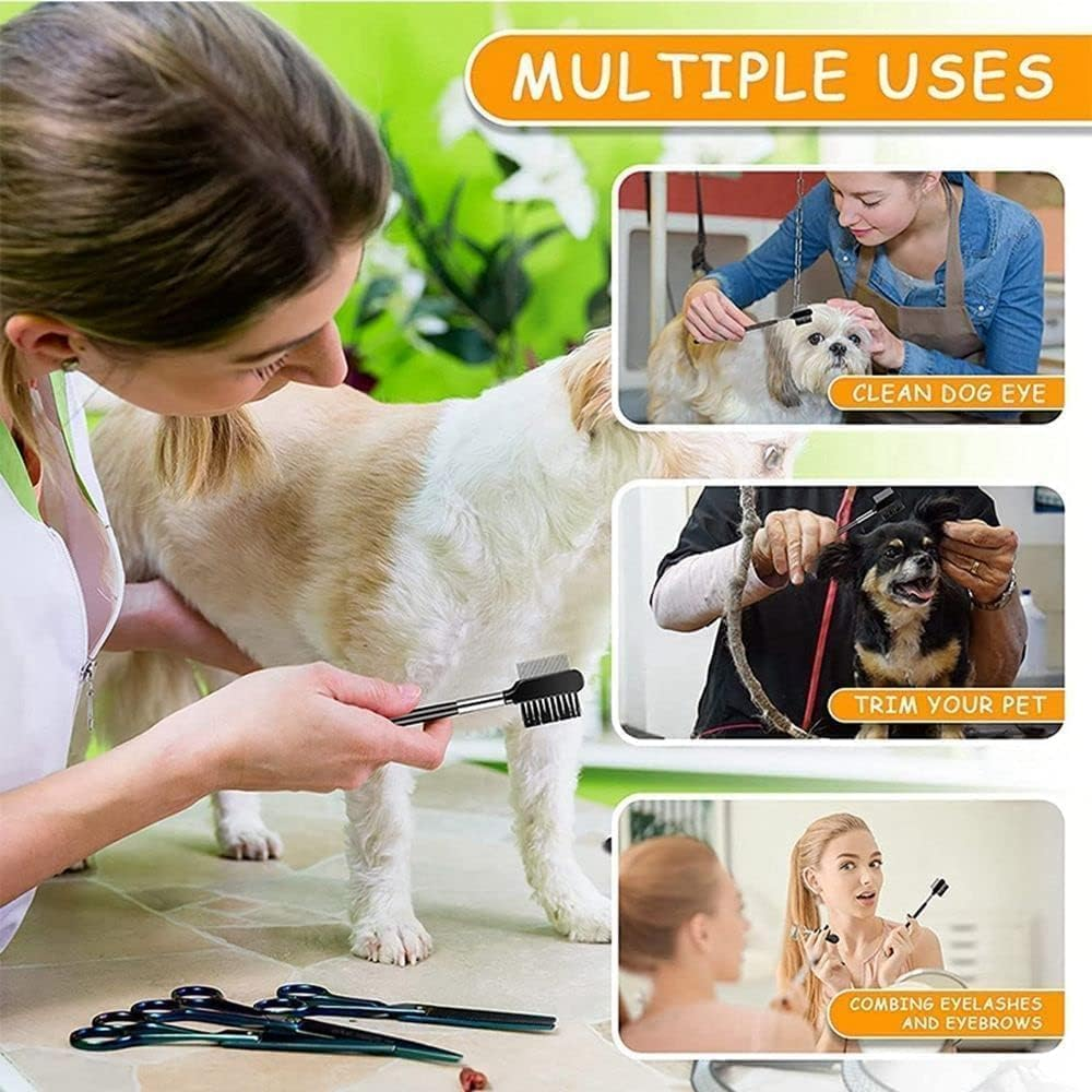 Black Dog Combs Head Brush Cleaning Tear Stain Remover Kitten Puppy Pet Eye Comb Pet Products for Small Cat Dog Double-Sided Comb Brush Pets Grooming Comb for Dogs Cats Removing Crust and Mucus (Black, One Size) image number 1