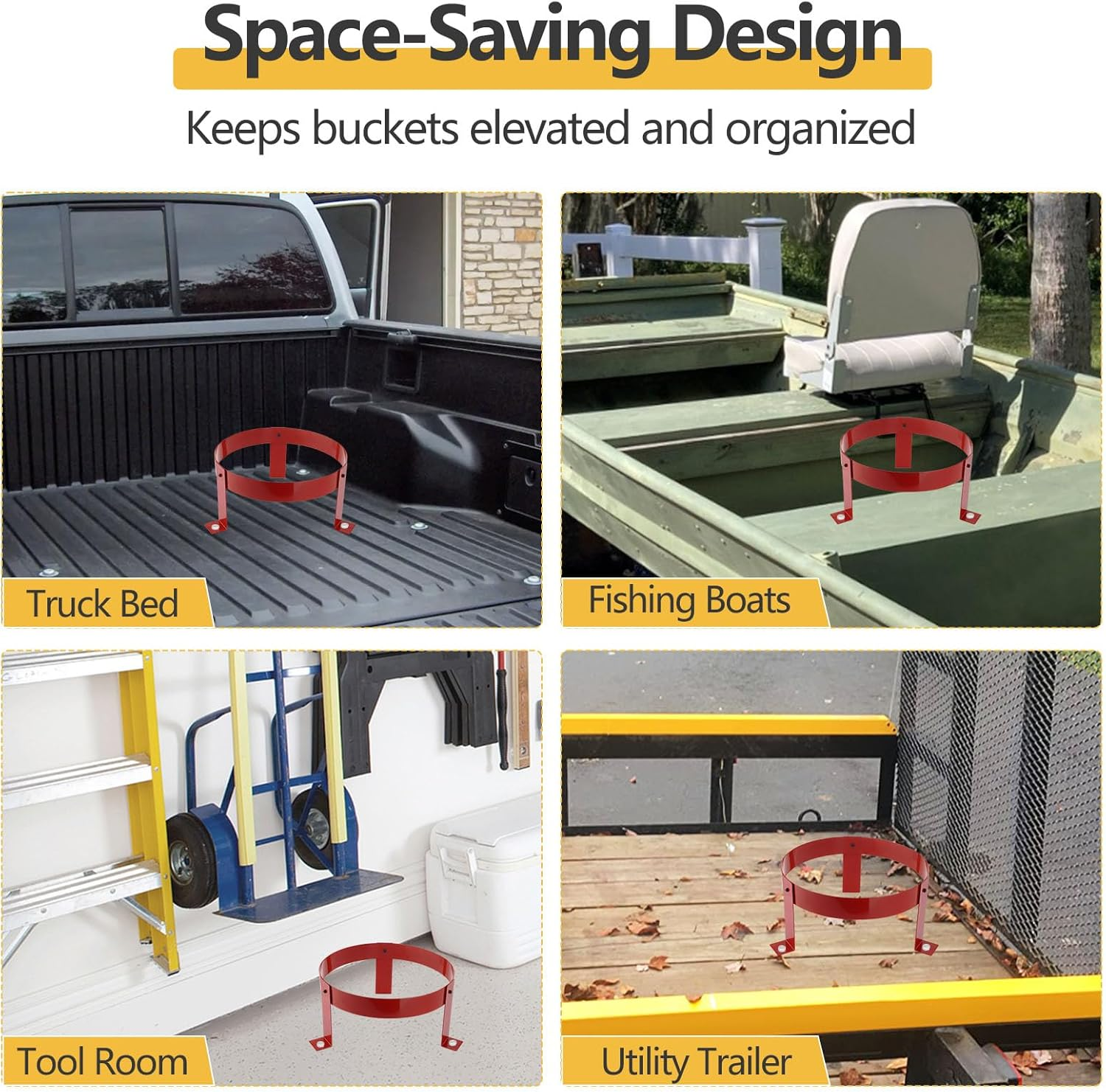 SPARKWHI 5 Gallon Bucket Holder 16 Inch Diameter, Bucket Holder Rack for RV, Truck, Cart, UTV, Landscape Trailer image number 6