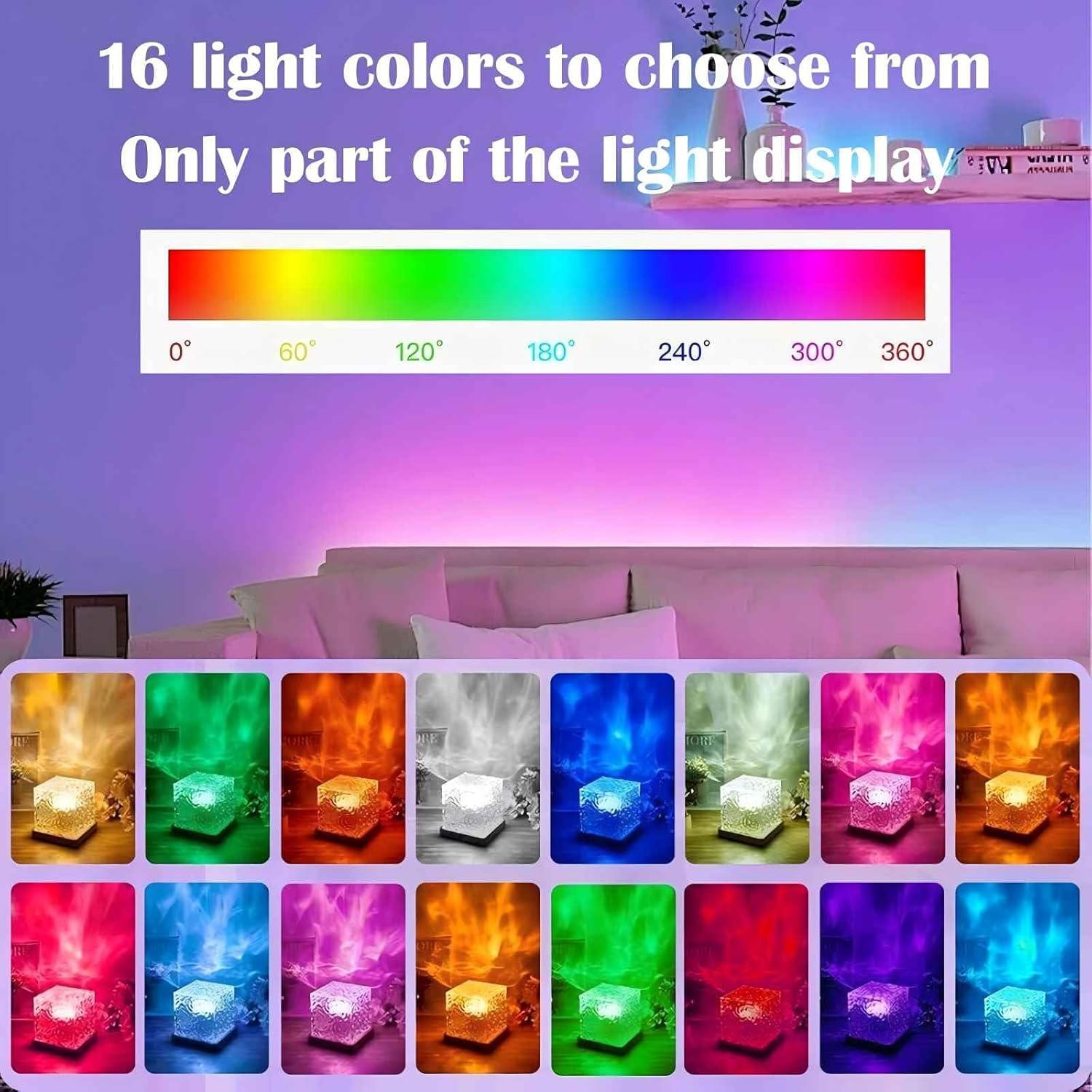 LED Ocean Wave Lamp Projector Light, 16 Colors Gradient Rotating Flame Midnight Aurora Light with Remote Control, 3D Tesseract Crystal, Galaxy Projector Night Light for Bedroom Office Bar (Square) image number 6