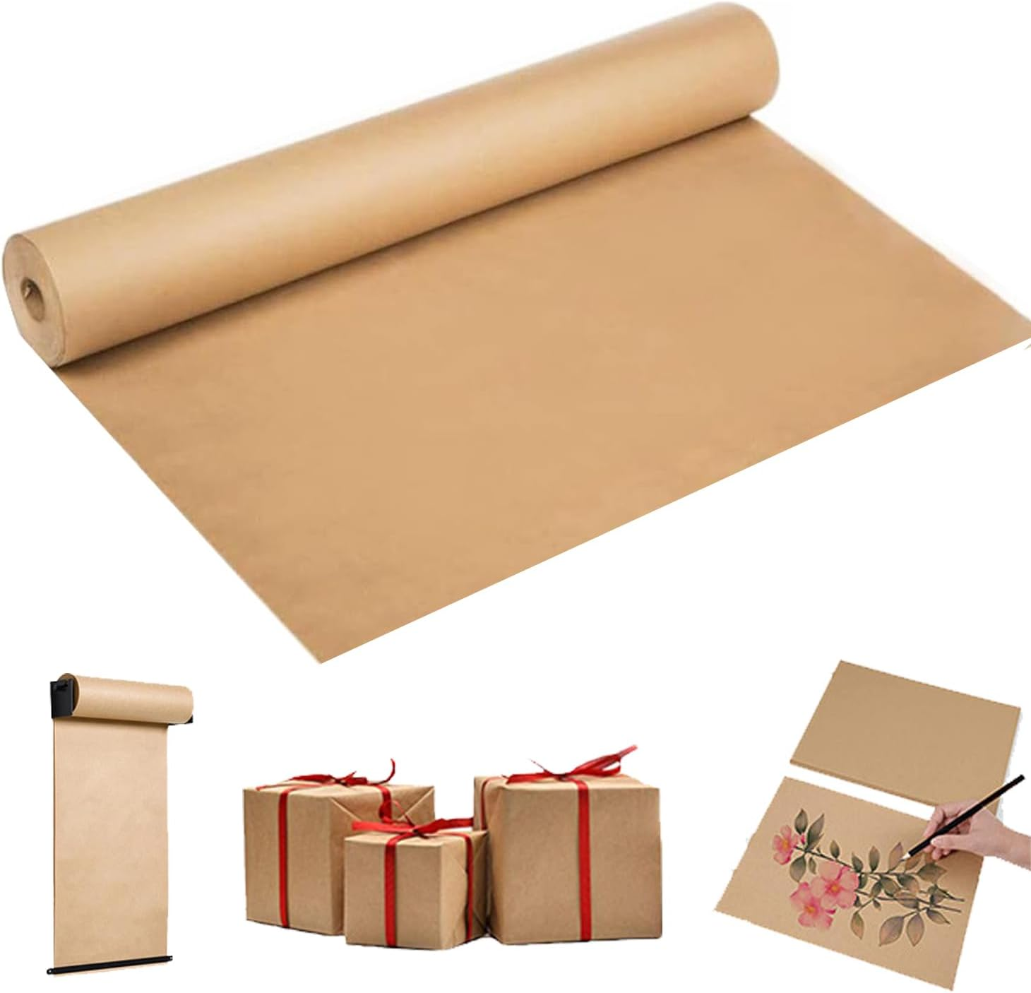 Xinghonyac Brown Wrapping Paper, Brown Kraft Paper Roll, Kraft Gift Wrapping Paper for Bouquets, Arts & Crafts, Tablecloths, Posters, Packaging,Transportation, Moving (30Cm X 10M)
