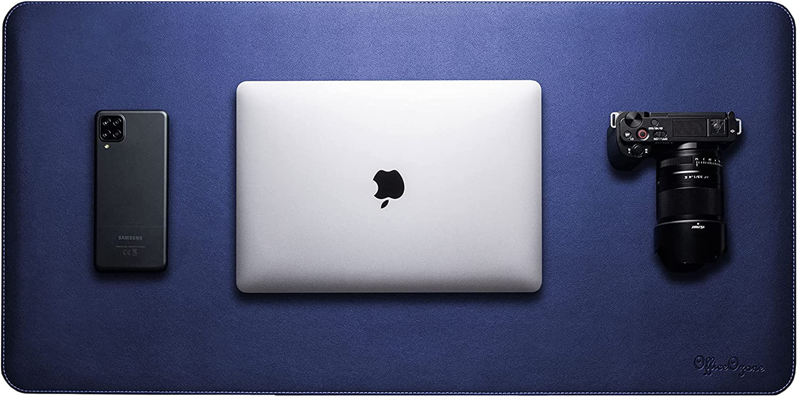 Officeozone Desk Mat with All-New Edge Stitch, Synthetic Leather, Non-Slip Suede Base, Black, 80Cm X 40Cm