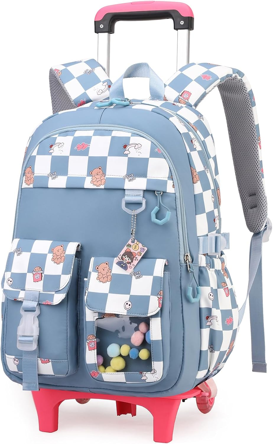 LASUK Rolling Backpack for Elementary School Students Teens Travel Bag Wheeled Trolley Trip Luggage Trolley Daypack image number 3