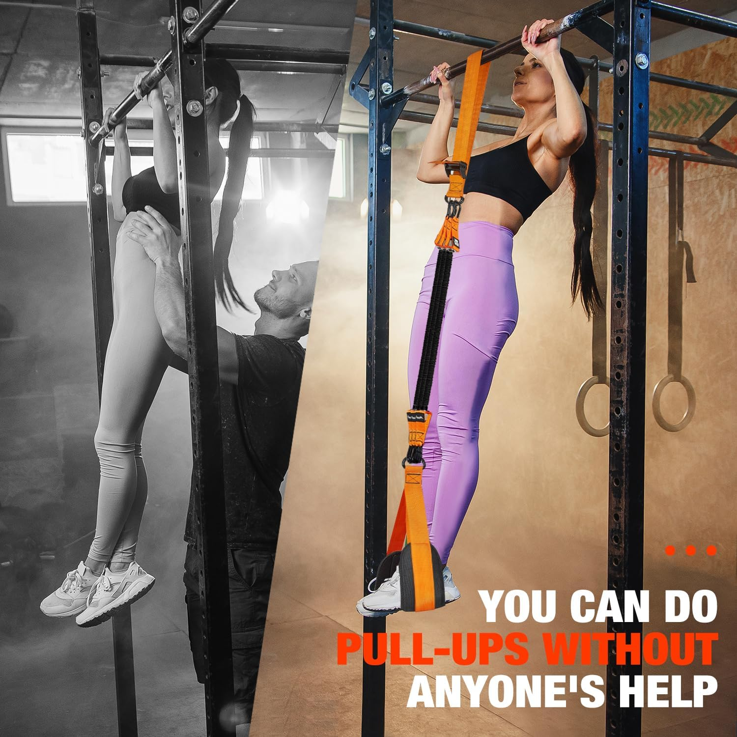 Pull up Assistance Bands, Heavy Duty Resistance Band for Pull up Bar, Adjustable Weight/Size with Fabric Feet/Knee Rest, Bands for Pull up Assist for Strength Training, Patented Pull up Assist Band