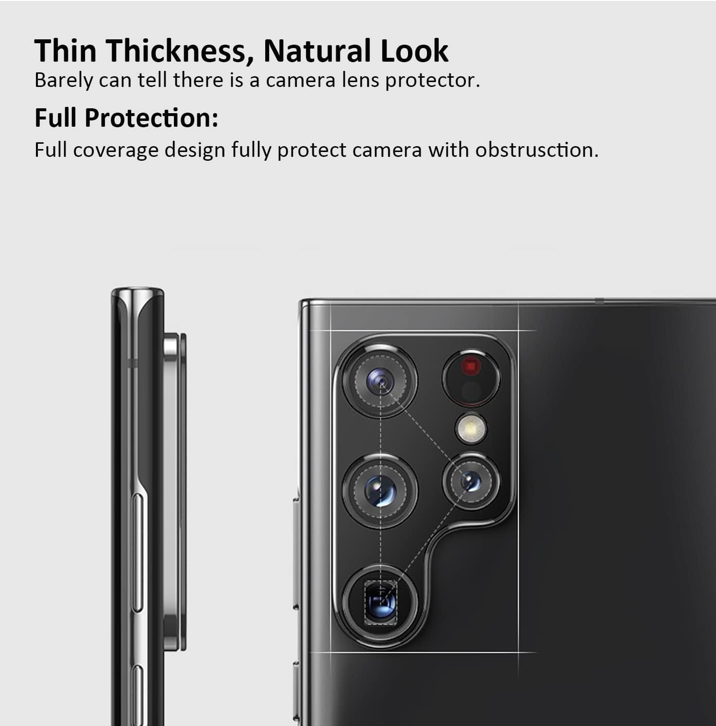 JOYCHER [3 Pack] Samsung Galaxy S23 Ultra Camera Lens Protector, 9H Tempered Glass Camera Cover Screen Protector, Case Friendly, Not Affect Flash Camera Cover Protection for Galaxy S23 Ultra 6.8'' image number 1