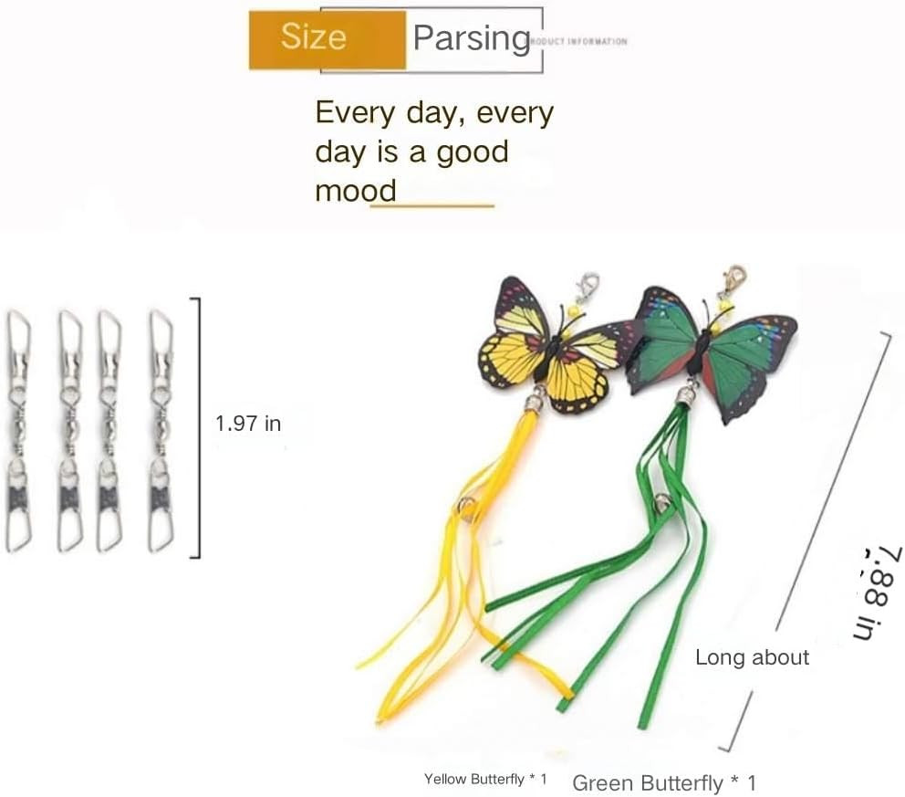 Cat Toys Wand Set with Suction Cup &ndash; 20 Pack Interactive Cat Teaser Toys with Feathers, Bells, Butterfly & Mouse Attachments &ndash; Retractable Wand & Sturdy Suction Base for Indoor Cats & Kittens AUPOINT image number 2