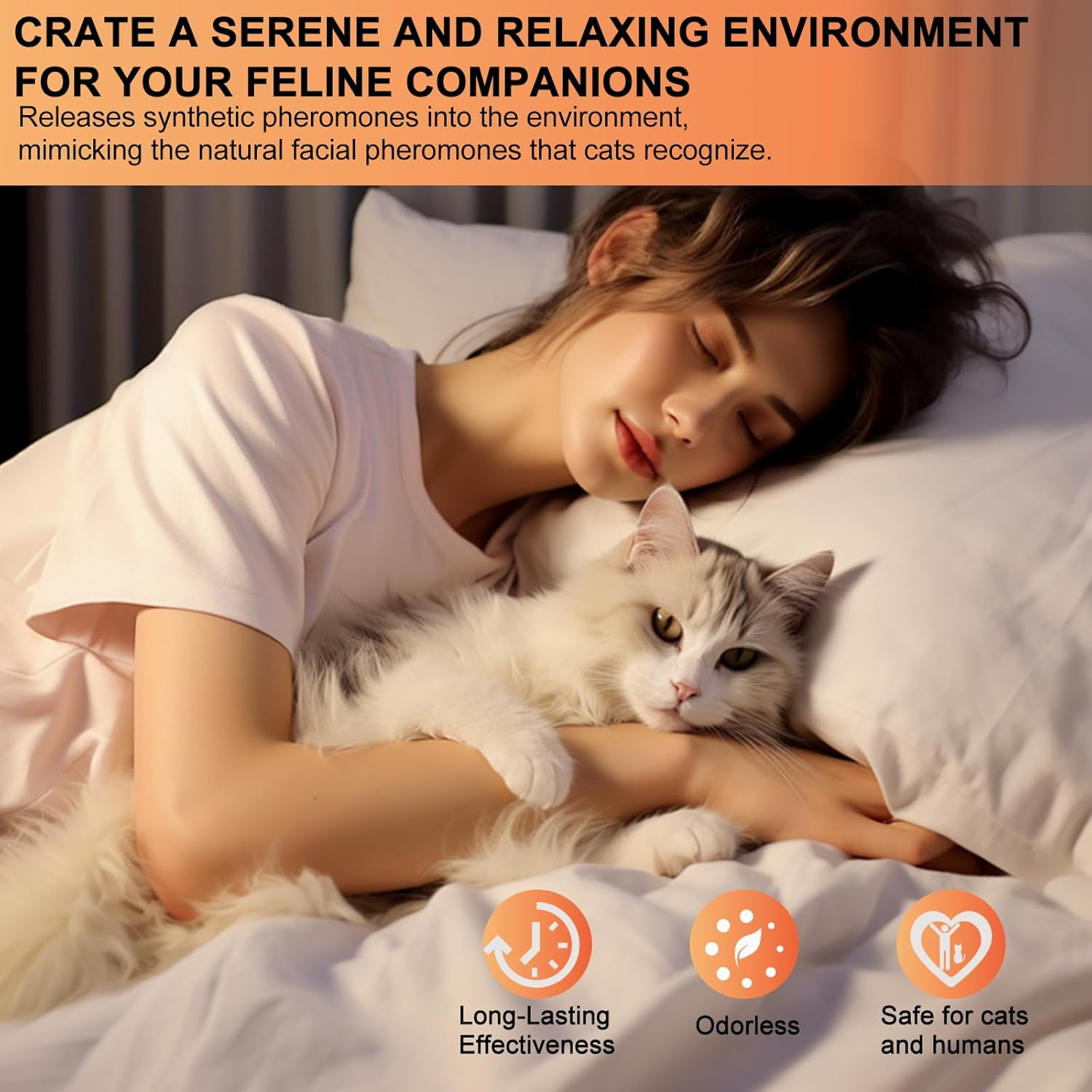 Cat Pheromones Calming Diffuser Relieve Anxiety Stress Cat Calming Diffuser for Cats 4 Refills, Reduce Fighting Spraying and Scratching Calm Relaxing Fits All Cats (4) image number 2