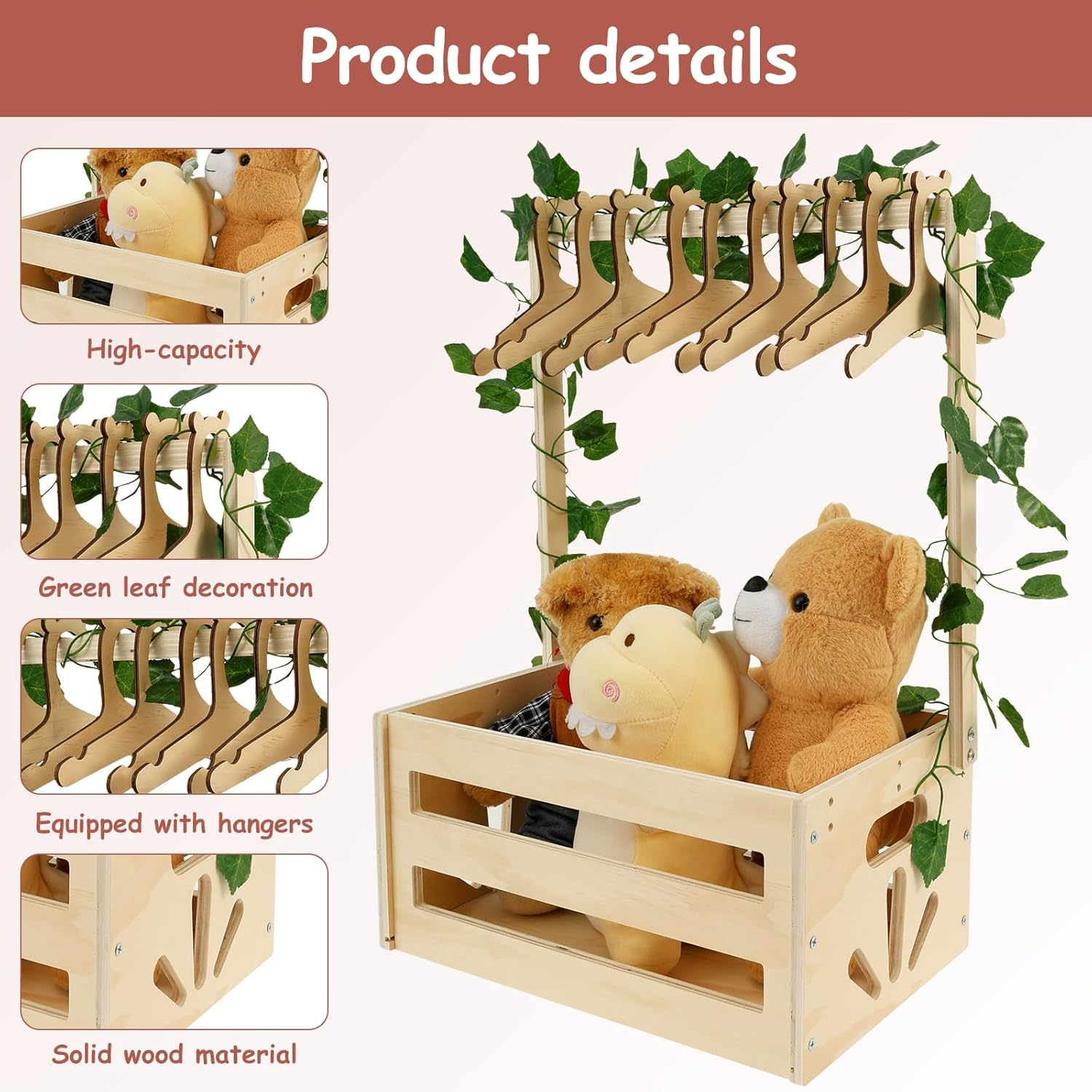 Wood Baby Crate Closet Kit Sturdy Neonate Storage Crate Easy to Install Baby Wood Box Storage Solid Versatile Newborn Boy Girl Welcome Basket for New Present image number 3