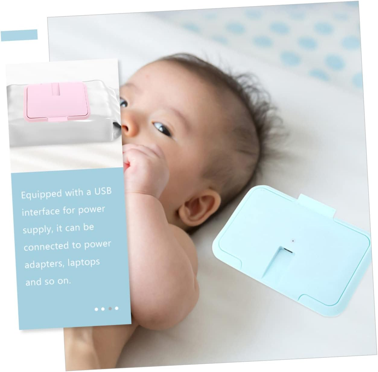 KOMBIUDA 2Pcs Portable Wipe Warmers USB Heater Dispenser for Car and Travel Keeps Wet Tissue at Comfortable Temperature for Diaper Changing