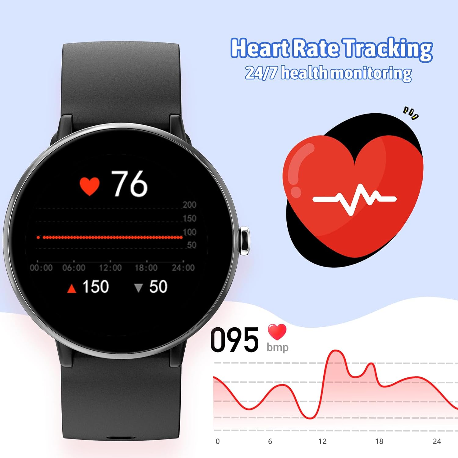 JOYELE Smart Watch for Kids Boy Girl, No Phone Needed Kids Watch Waterproof with 19 Sport Modes, Pedometer, Sleep Monitor, Kids Watch for Girls Boys 6-16 Birthday Gifts Toy Gift (Black) image number 3