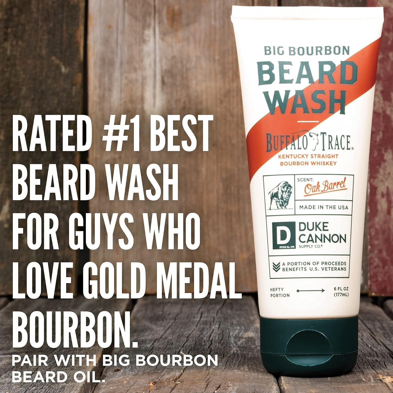 Duke Cannon Big Bourbon Beard Wash, 6Oz - Hydrating Beard Cleanser with Hops Extract, Soybean Oil & Barley Protein - Woodsy Oak Barrel Scent, SLS & Paraben-Free (3 Pack) image number 2