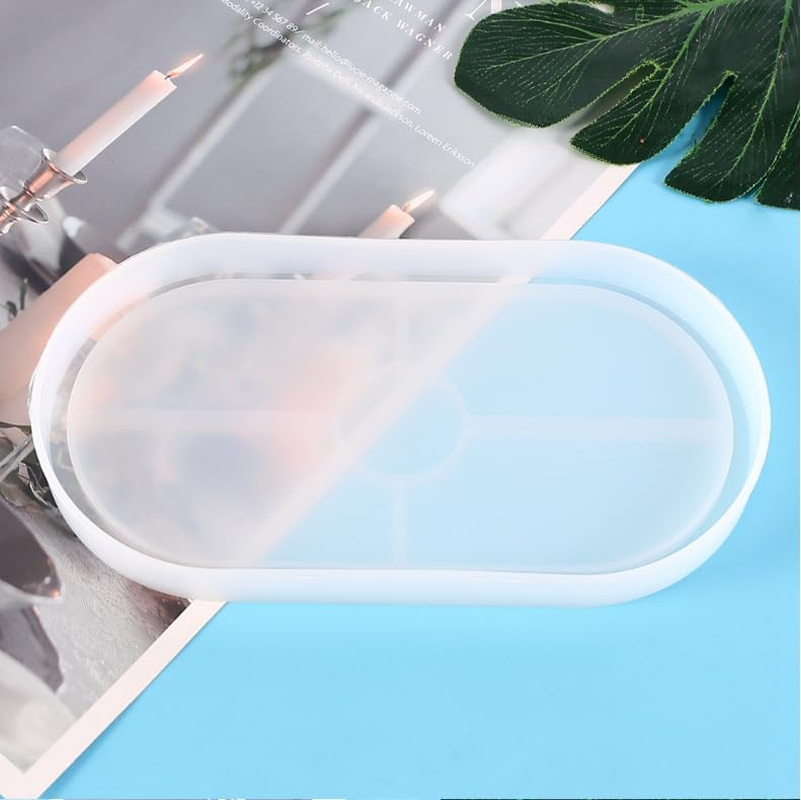 DIY Resin Moulds Craft Set - Oval Creative Jewelry Making Silicone Mould Plate Tray for Epoxy Resin Casting - Ideal for Home Decoration, Art Projects, Handmade Gifts - Reusable, Non-Stick Mold (2PCS) image number 1