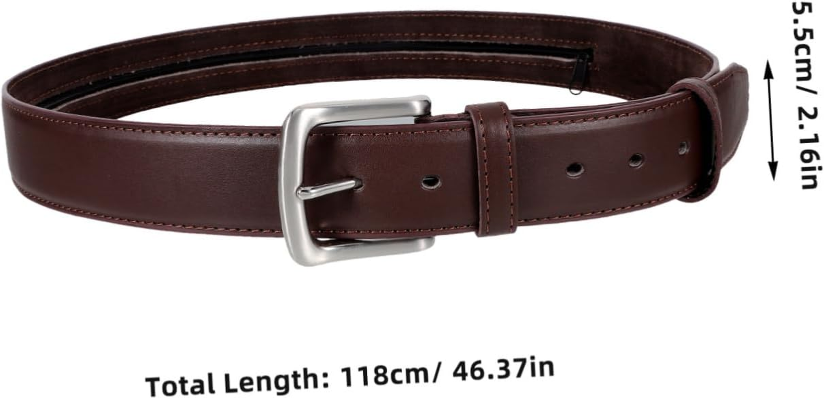 COOLHIYA Wallet Belt Men Hidden Money Pouch Pu Money Belt for Travel Security Easy Zipper Fit