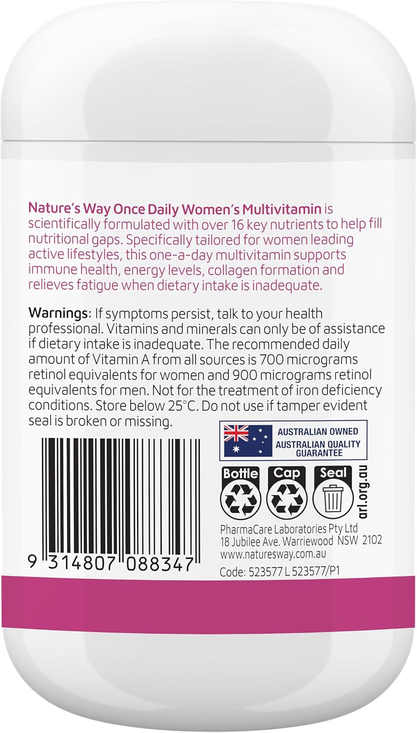 Nature'S Way Women'S Once Daily Multi-Vitamin 120 Tablets