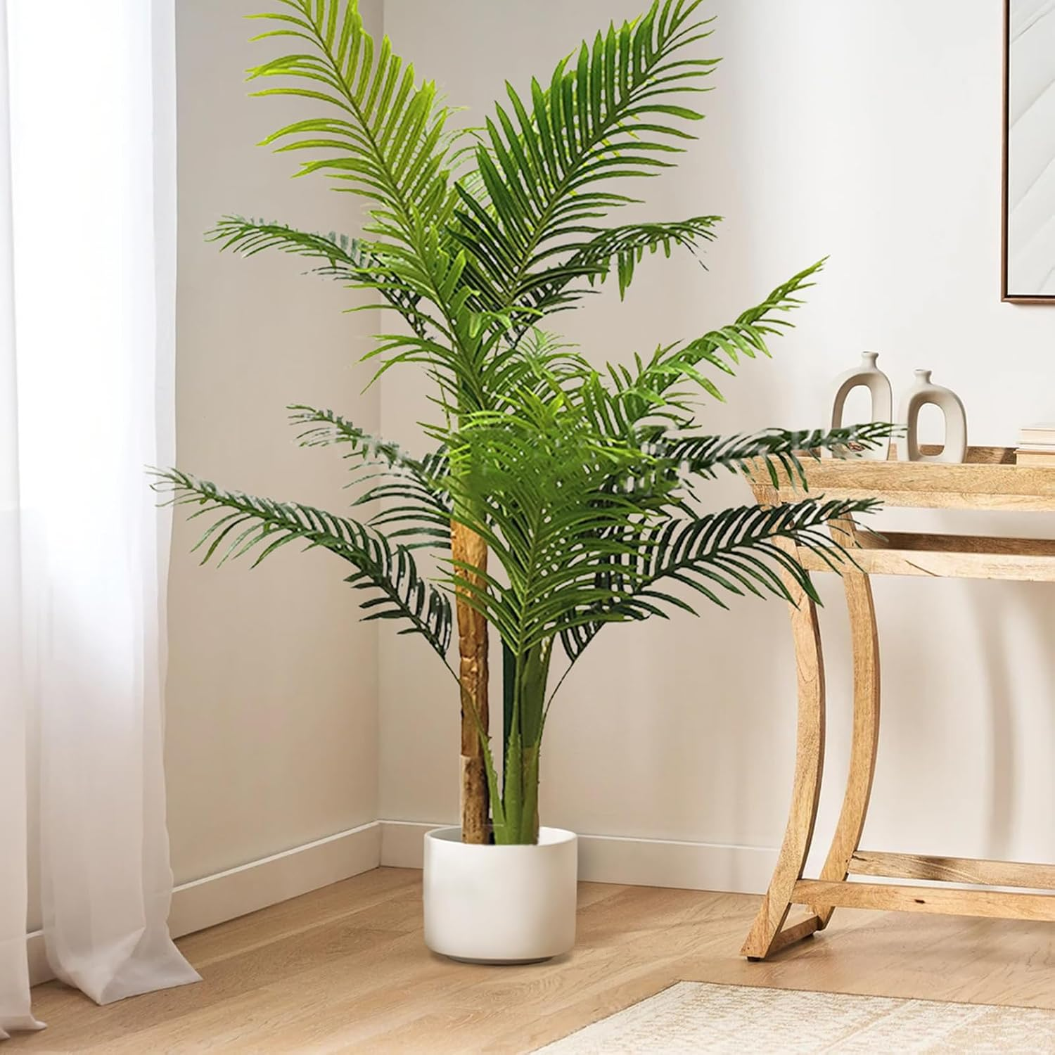 LUVAGD Artificial Palm Tree Sunflower Tree Greenery, Anti-Tilt Design, Ideal for Home and Office Indoor and Outdoor Decoration Choice (6.2Ft) image number 6