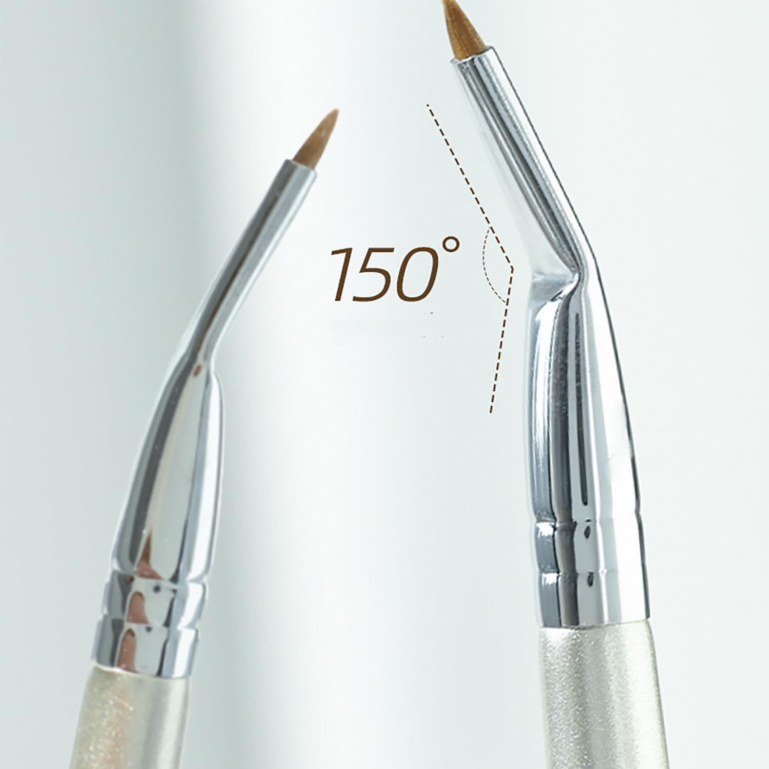 2Pcs Convenient Angled Eyeliner Brushes, Silver image number 2