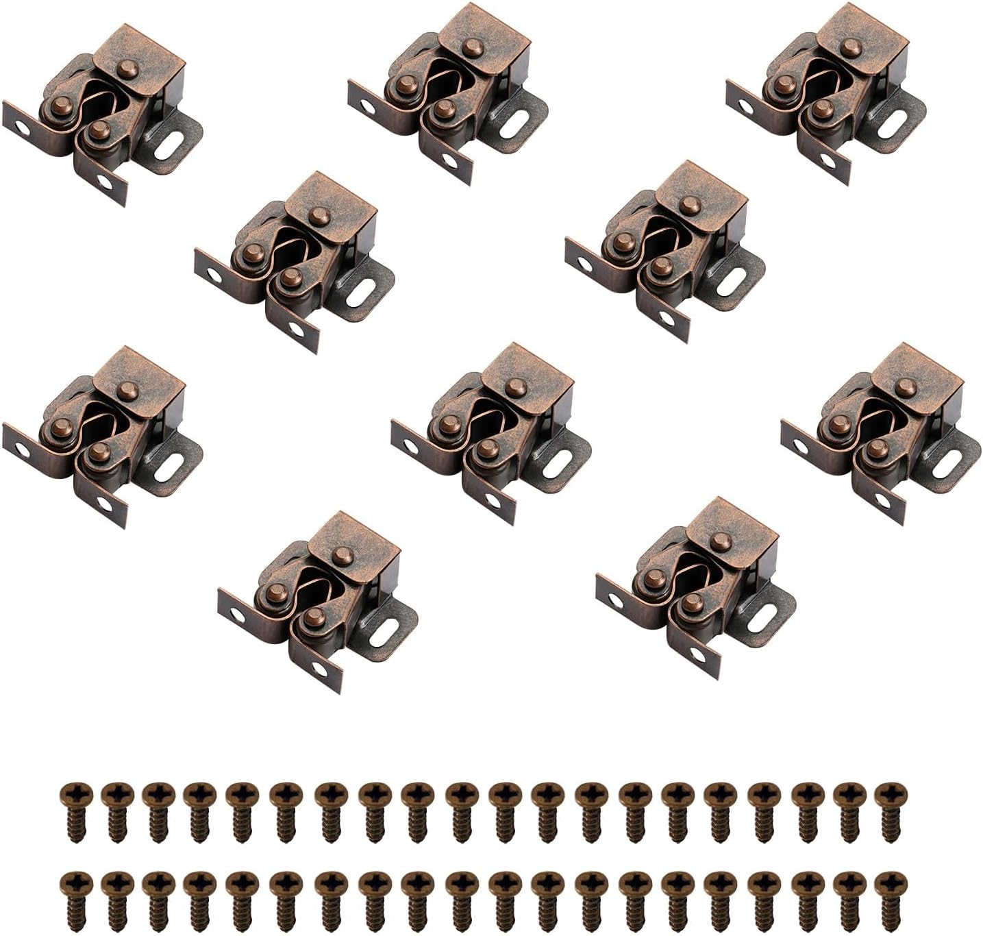 10PCS Cabinet Latch Double Roller Catch Hardware Catches Cabinet Latch Black Sturdy Catches Cabinet Latch Hardware with a Box for Cupboard Closet Kitchen Cabinet Door Latches and Catches - Funcyboo image number 6