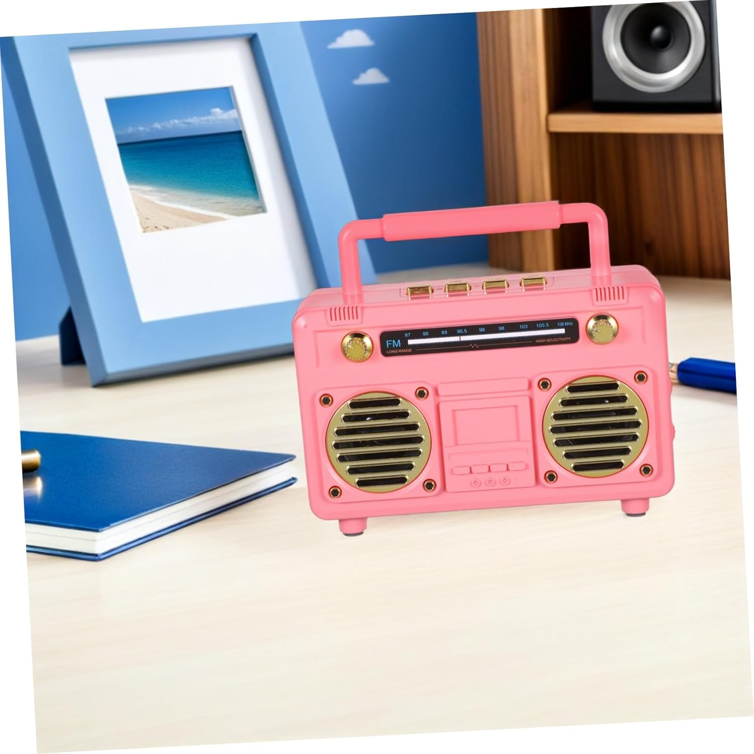 UTHCLO Vintage Mini Wireless Speaker Retro Portable Radio with Long Battery Life Compact Subwoofer for Outdoor Camping Travel Beach and Cheerleading Events image number 4