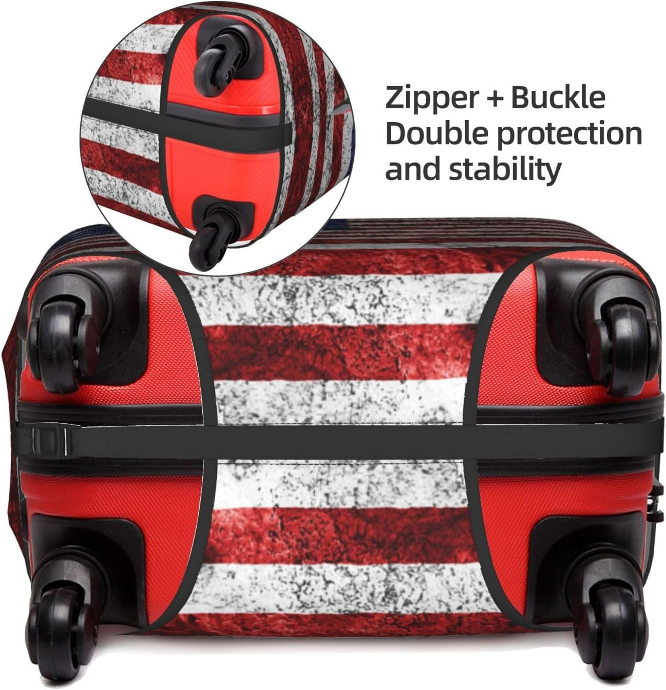 Obabo Butterfly Purple Travel Luggage Cover,Washable Suitcase Cover Protector Anti-Scratch Suitcase Cover Fits 18-32 In, American Flag Independence Fourth of July, X-Large image number 5