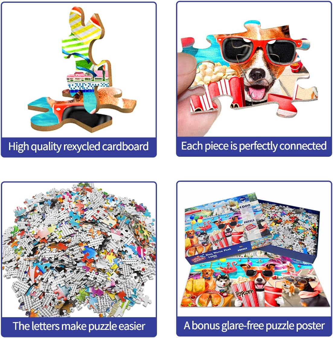 HUADADA Jigsaw Puzzles for Adults 1000 Pieces, Puzzles for Adults 1000 Piece, Challenging Game Toys, Impossible Puzzle, Family Decoration Puzzle - Dogs Water Park image number 2