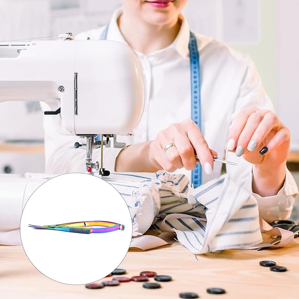 Curved Stainless Steel Squeeze Scissors - Grooming, Eyebrow Trimming, Embroidery Spring, Thread Snips - Curved Tip Craft Scissors (Silver) image number 4