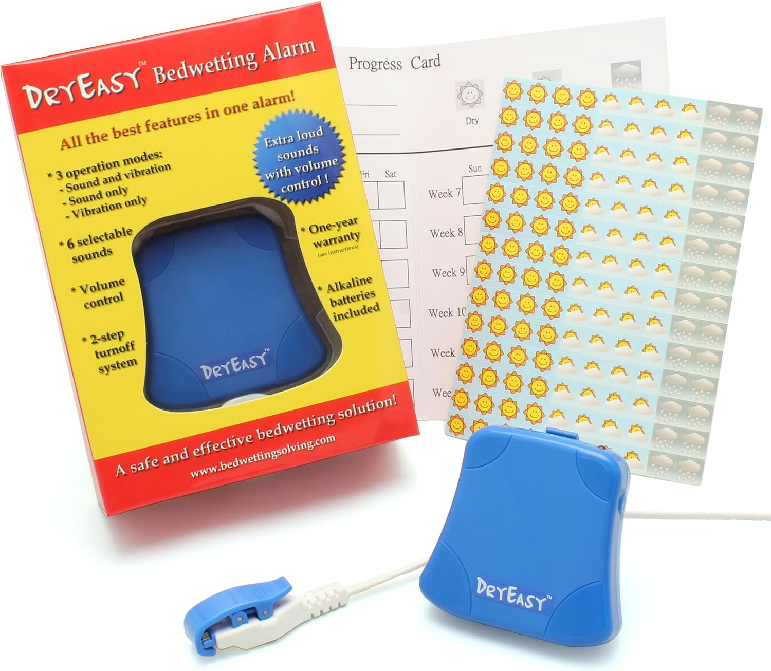 New Dryeasy Bedwetting Alarm with Volume Control, 6 Selectable Sounds and Vibration