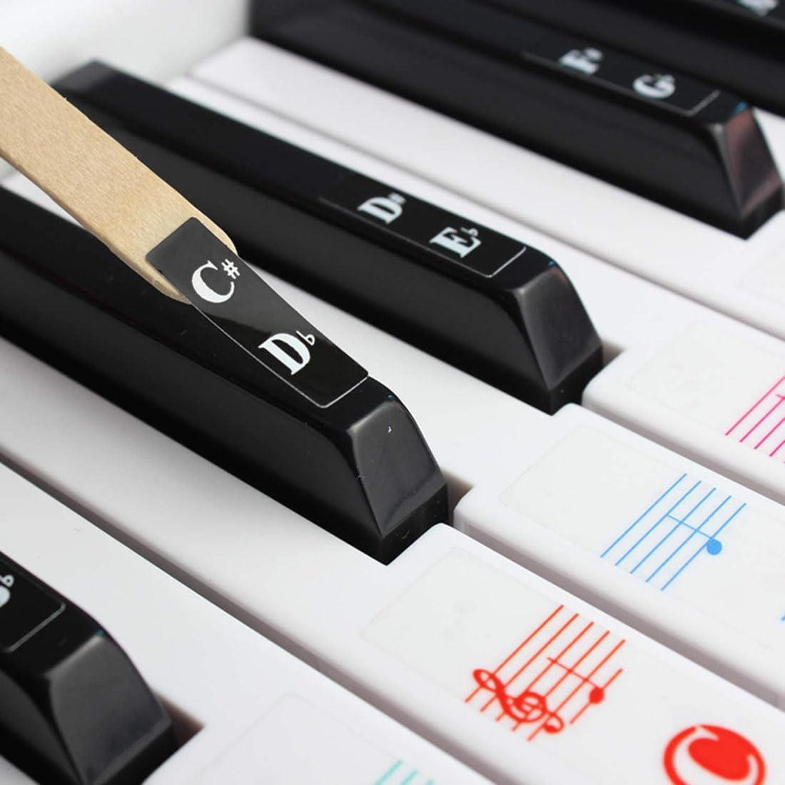 Piano Keyboard Sticker Key Sticker Transparent Music Note Guide Sticker Removable Piano Keyboard Letter Labels for Beginner Learning 36/44/49/61/76/88 Keys image number 1