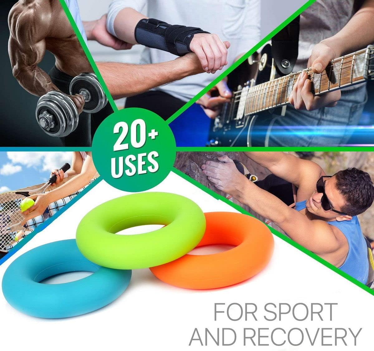 2X 5Pcs Power Hand Grip Forearm Gripper + Finger Stretcher Trainer for Home Gym Use image number 4