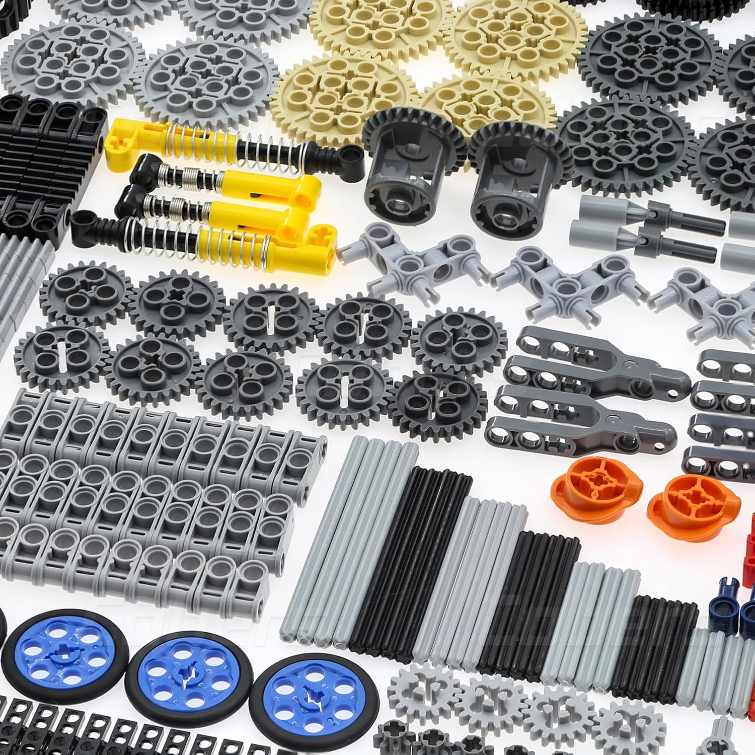 Technic-Parts Gears-Axles-Sets 852 Pcs Connectors-Wheels-Pins-Beams Universal-Joints-Chain-Tracks-Tires-Shock-Absorbers Compatible with Major Brand Building Block Cars and Motors image number 3