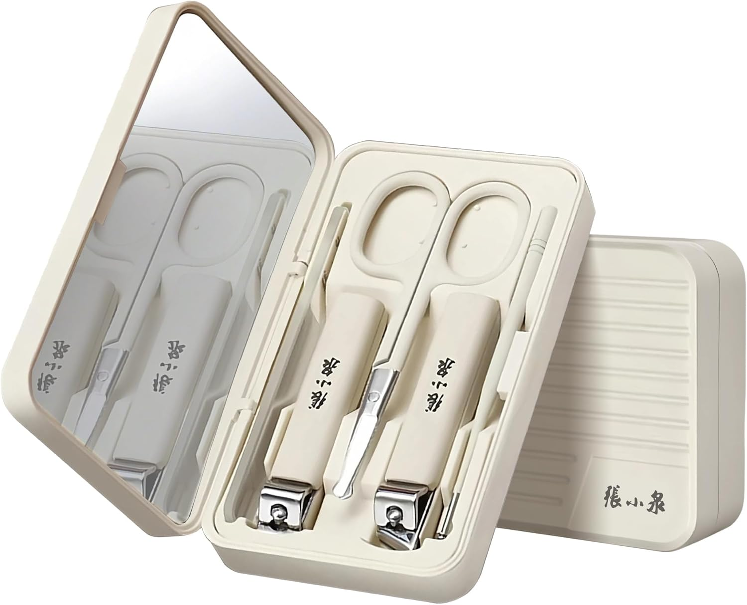 ZHANG XIAO QUAN since 1628 6-Piece Nail Clipper Set, Stainless Steel Precision Manicure Kit with Magnetic Case, Includes Curved & Oblique Clippers, Nose Hair Scissors, Glass Nail File, Ear Spoon, Matte Finish, Anti-Splash, Portable image number 1