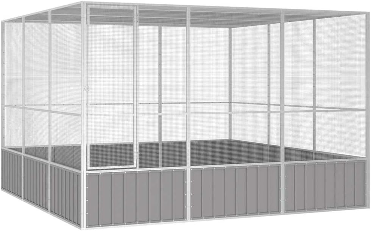 Bird Cage Grey 302.5X324.5X211.5 Cm Galvanised Steel Large Outdoor Aviary Pet Home image number 5