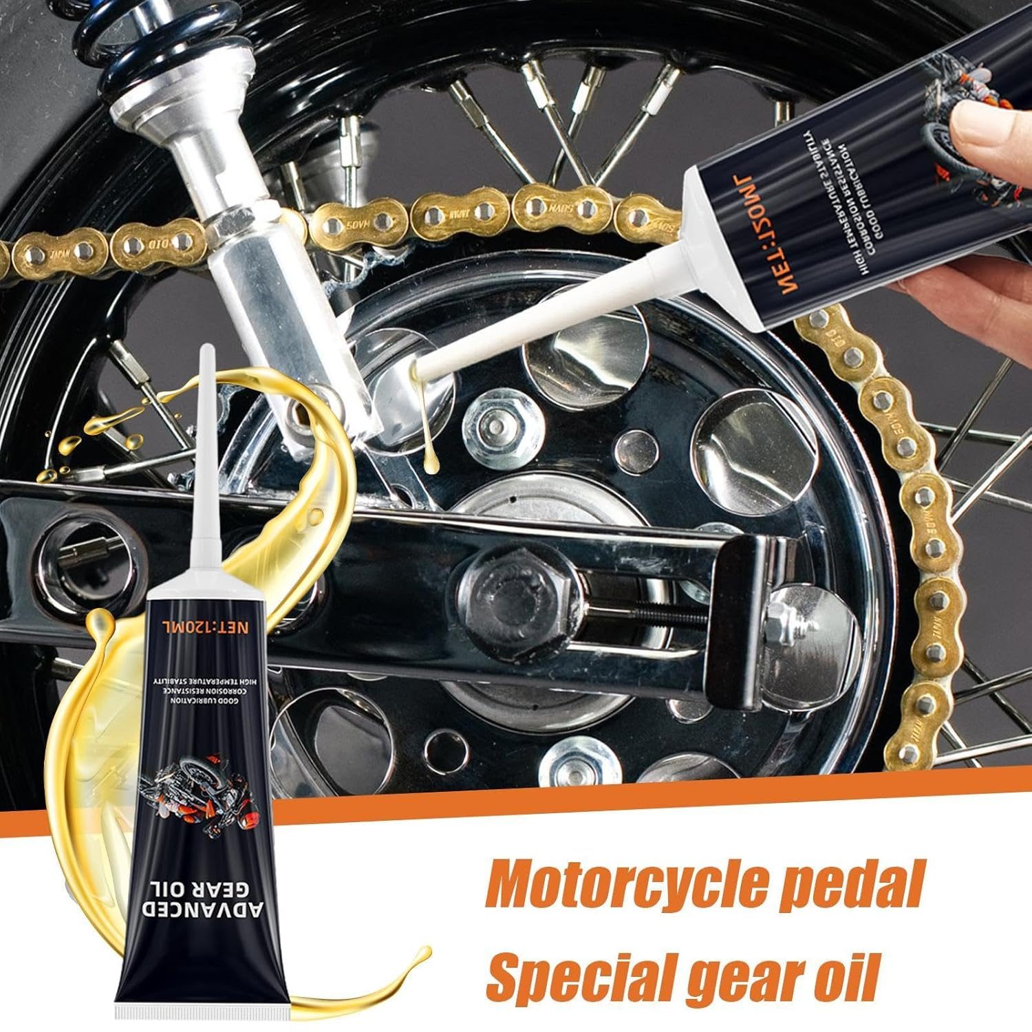 Motorcycle Chain Lube,Chain Oil Chain Lube 120Ml | Deeply Penetrate Chain Lubricant for Motorcycle Motorbike ATV Chain image number 1