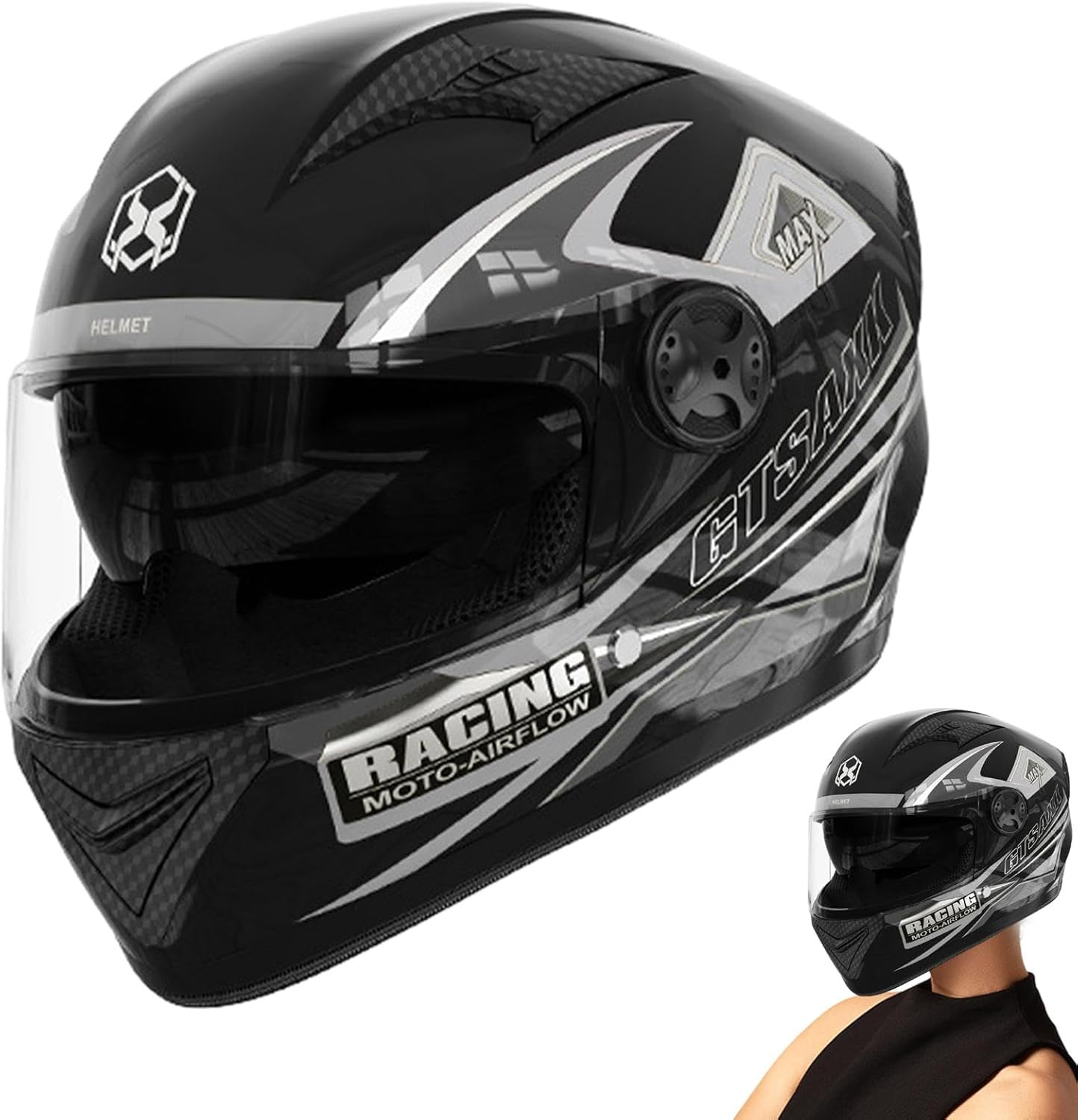 Helmet | Visor Motorcycle Headwear, Full Face Street Headgear, Cycling Hat with Visor, Motorcycle Helmet with Visor, Scooter and Moped Headgear, Adjustable Motorcycle Headwear