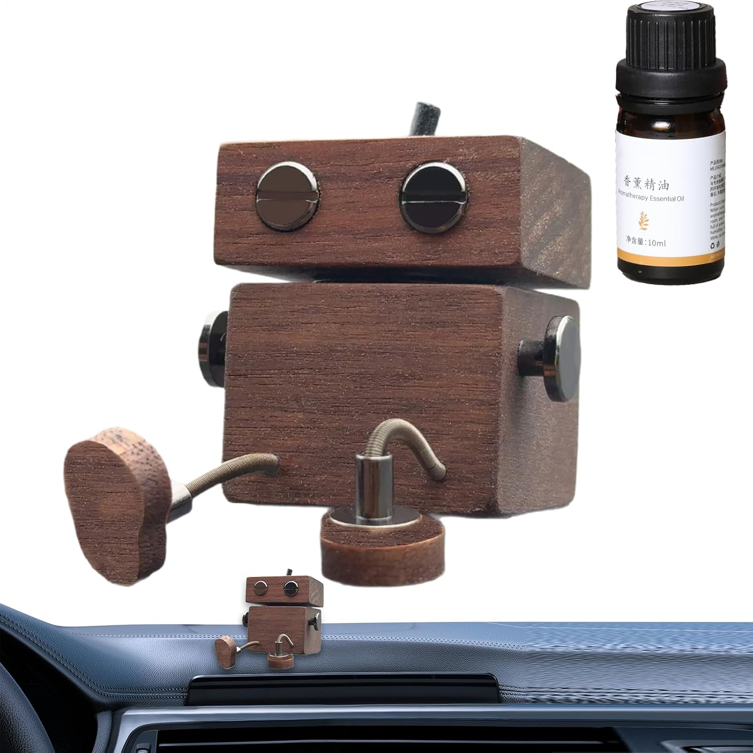 Car Scent Freshener, Shaking Wooden Man Figurine Car Air Freshener, Automotive Aromatherapy Odor Eliminator Perfume Figurine for Men Women Dad Father Husband image number 2