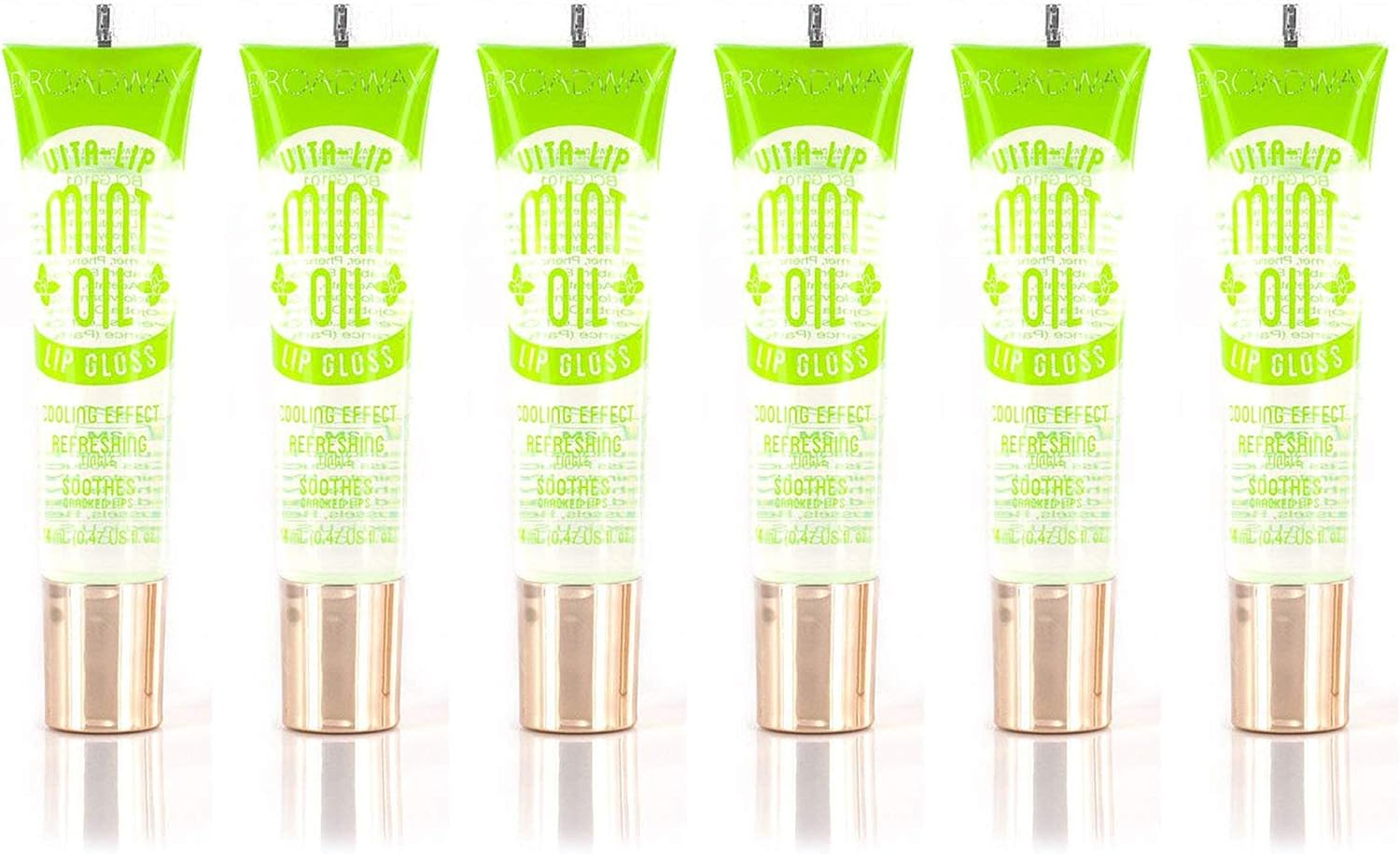 Ruby Kisses Broadway Vita-Lip Clear Lip Gloss (6 Pack Mint, Rosehip, Coconut Oil), Ultra-Hydrating & Soothing Formula with Vitamin Oils, High-Shine Non-Sticky Finish, Healing Lip Balm for Healthy Lips