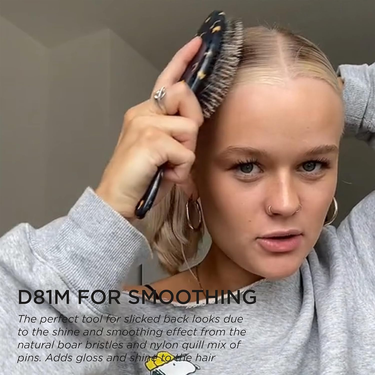 Denman Style & Shine Smoother Hairbrush (Medium) with Soft Nylon Quill Boar Bristles - for Smoothing, Detangling, Straightening &ndash; (Wildcat) D81M image number 5